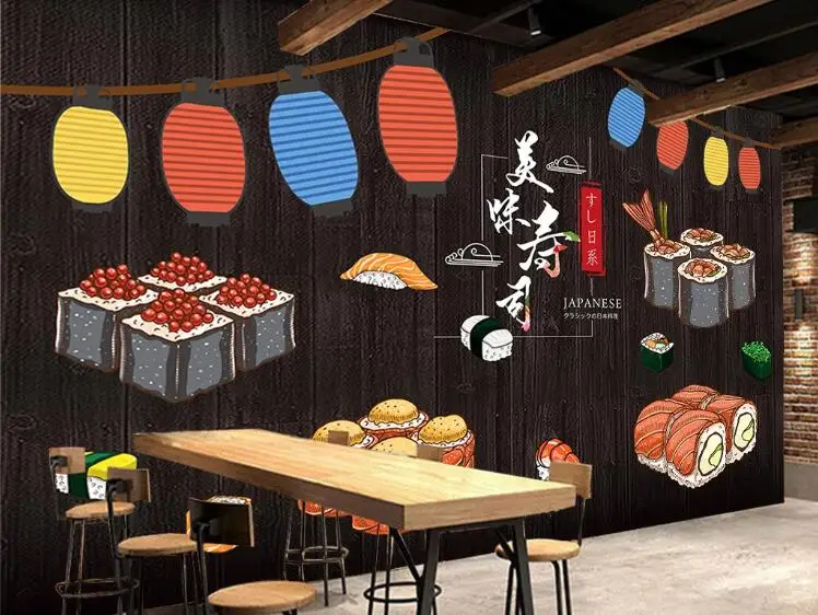 Beibehang papel де parede 3d ностальгические суши обои вкусные японский ресторан обои украшения дома Фон behang