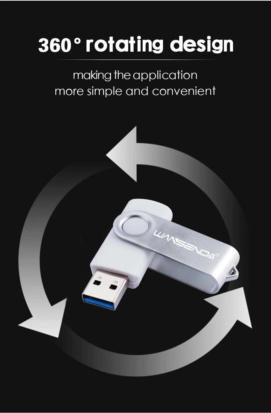 Флэш-накопитель wansenda 3,0 USB флэш-накопитель Вращающаяся ручка привод 16 ГБ 32 ГБ 64 ГБ 128 ГБ 256 ГБ высокоскоростной USB накопитель 3,0 флэш-накопитель флешка