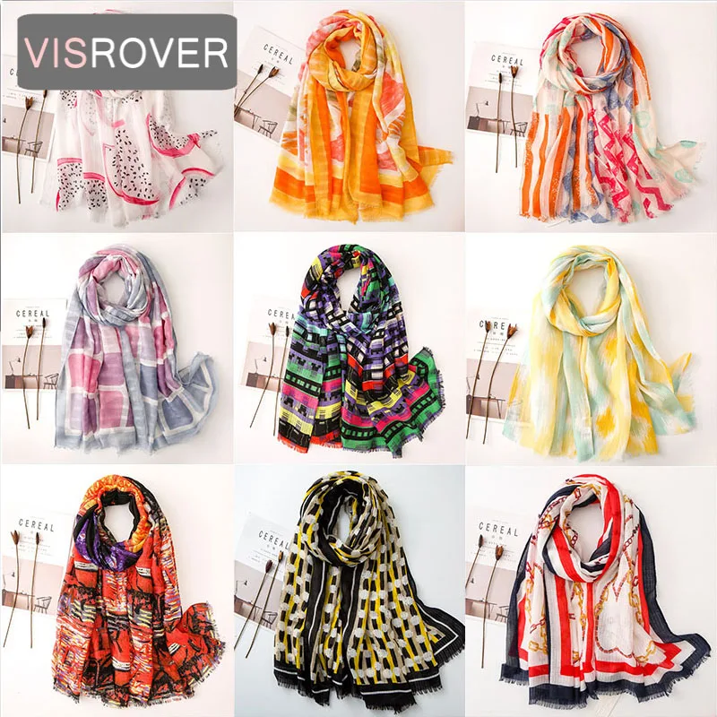 VISROVER Элитный бренд мягкий кашемир Handfeeling лето для женщин шаль с цветочным принтом высокое качество хиджаб шарф
