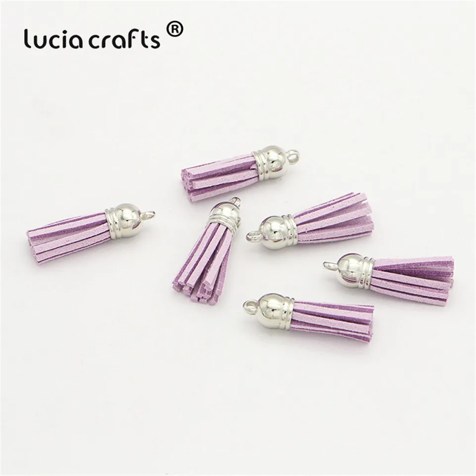 Lucia crafts 12 шт/24 шт замшевый брелок с кисточками на ремешке для мобильного телефона, ювелирные подвески, 4 см, Кожаные Кисточки с серебряными крышками I0103