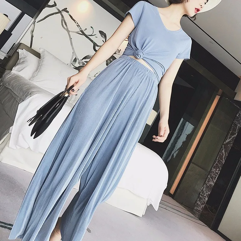 Женские широкие брюки TWOTWINSTYLE весенние с рюшами и высокой талией большие размеры