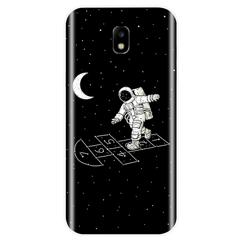 Space Moon Astronaut Cover Soft Silicone Phone Case For Samsung Galaxy J3 J4 J6 J8 2018 J5 J7 2017 2016 J3PRO PLUS | Мобильные