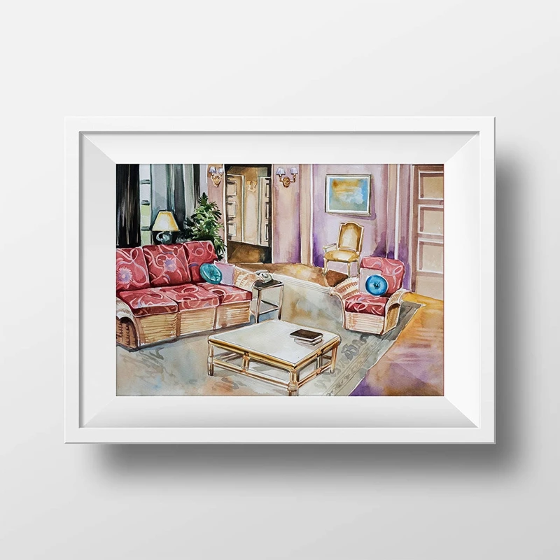 Золотые девочки Гостиная и Кухня стены Печать на холсте 90s входной двери у Моники