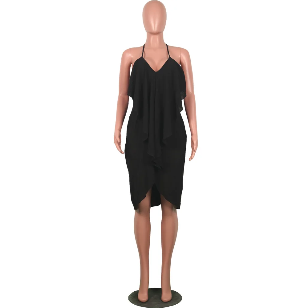 Ruby's Closet женское шифоновое платье летние однотонные черные свободные