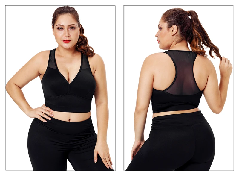 Plus Size Workout Sports Crop Tops Gym Racerback Seamless Yoga Fitness Sport Bra Top Padded Activewear for Women Tops Crops