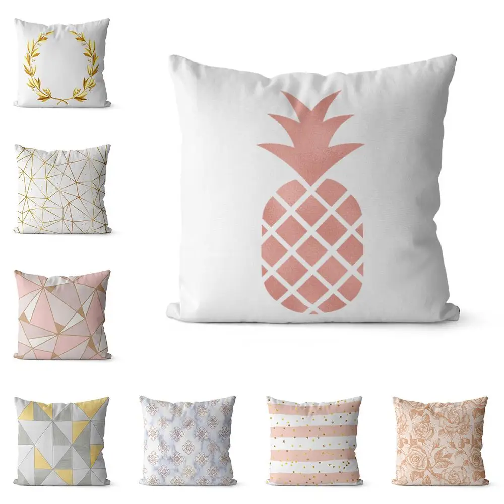 Logoadds Подушка Чехол из розового золота с геометрическим рисунком ананаса