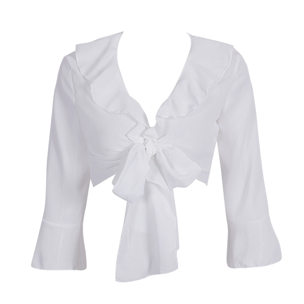 Новая Женская атласная блузка с v образным вырезом длинными рукавами и бантиком