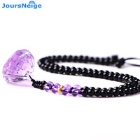 wholesale purple natural crystal pendant hand carved lotus root chain bead necklace lucky transport women jewelry