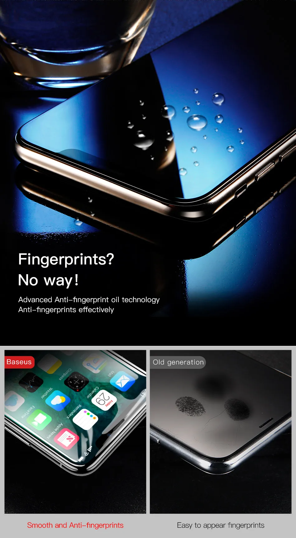 Защитная пленка для экрана Baseus для iPhone X из закаленного стекла, ультратонкая, анти-синий светильник, полноэкранная передняя крышка для iPhone X, стеклянная пленка