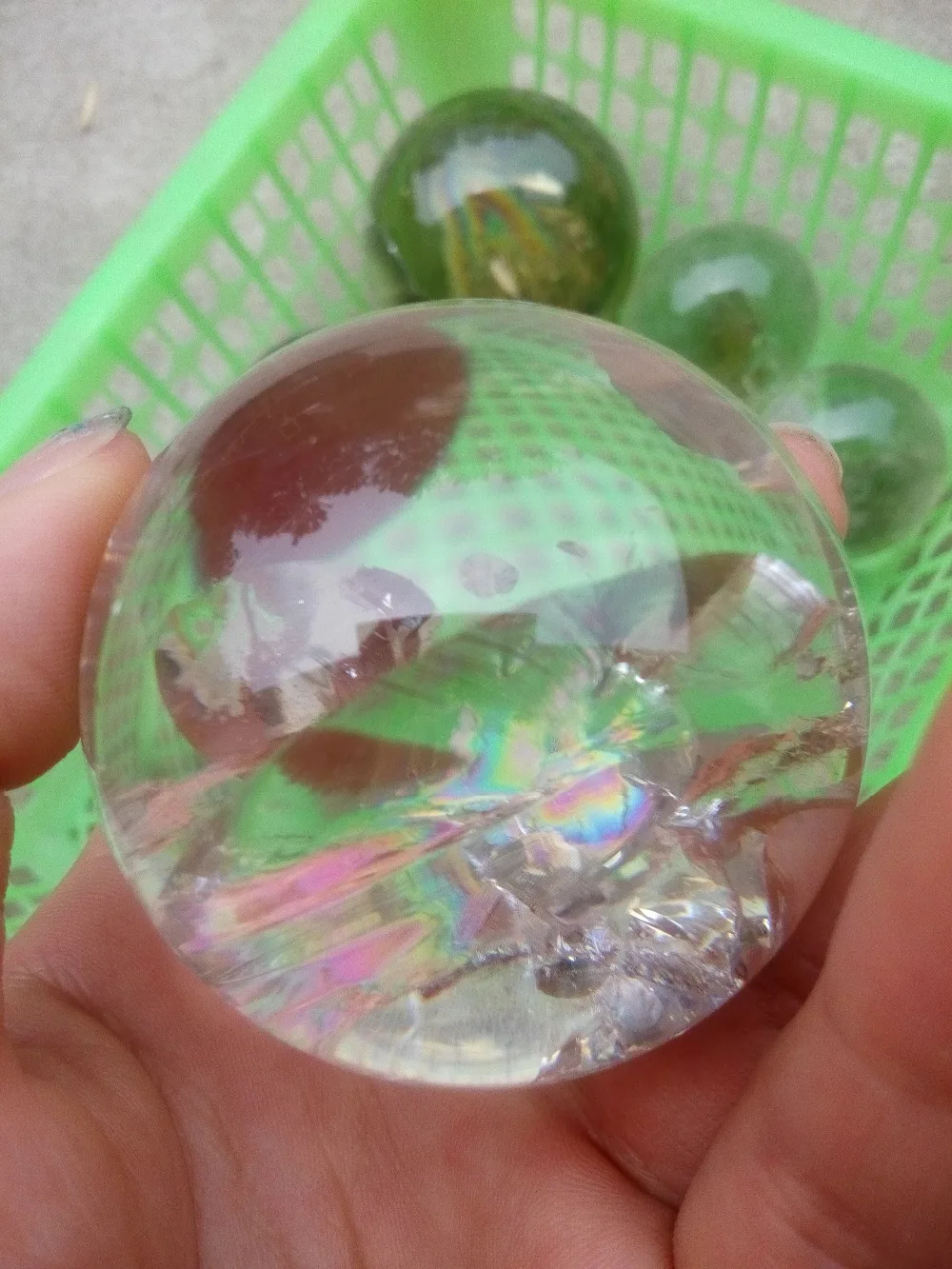 

4.5cm natural clear crystal ball with beautiful rainbow crystal sphere ball healing crystals