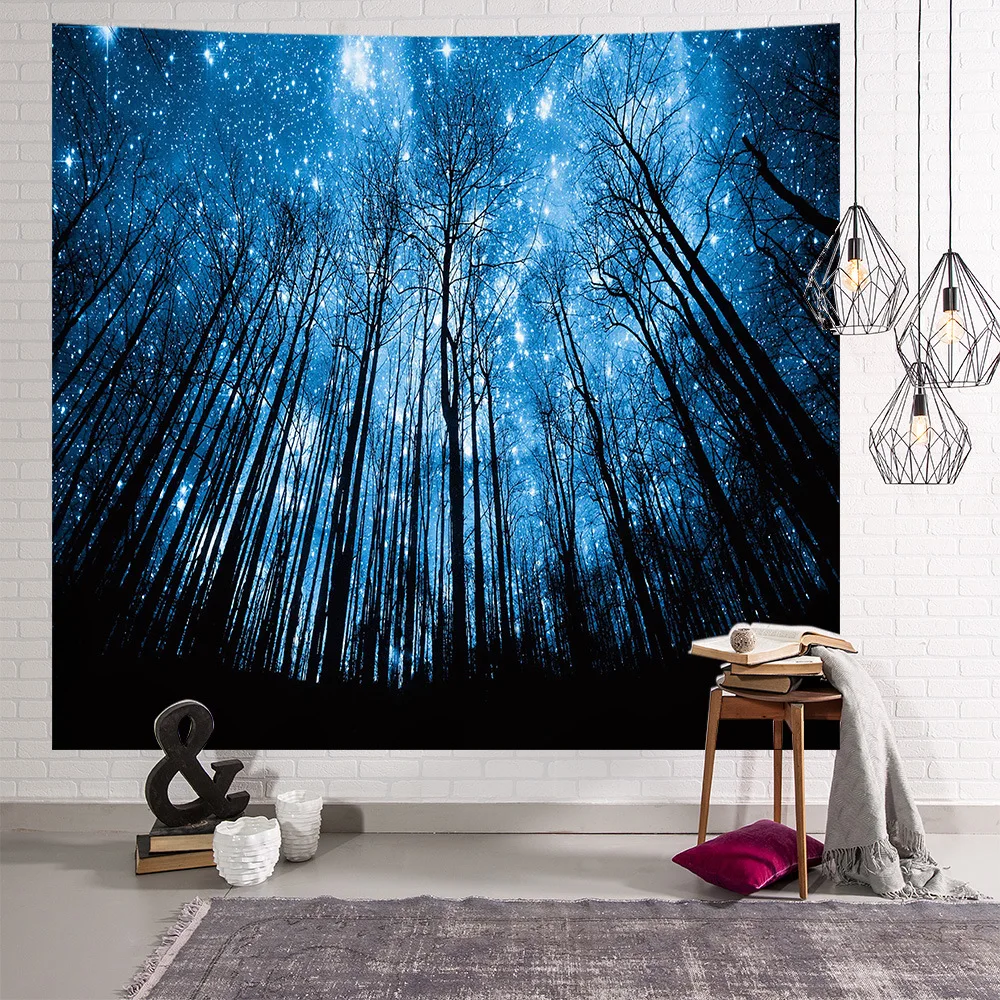 Коричневый Galaxy Psychedelic Star Tapestry Wall Hanging Lightweight Polyester Fabric Forest wall hanging Decoration Home - Цвет: Коричневый