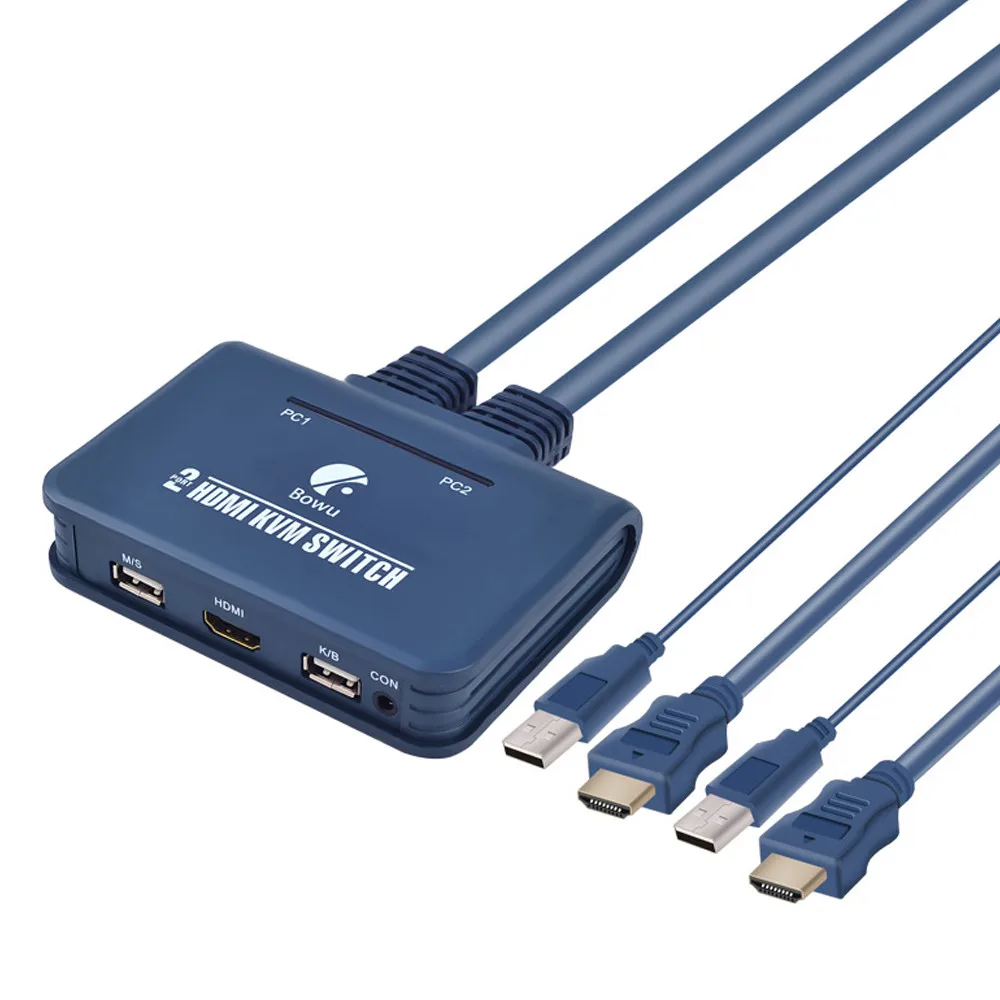 2 порта USB HDMI KVM переключатель с кабелем для двух мониторов клавиатуры мыши