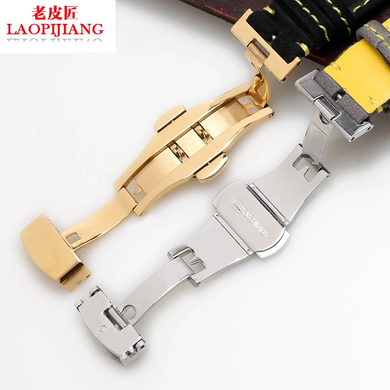 Ремешок для наручных часов из натуральной кожи с застежками нержавеющей стали