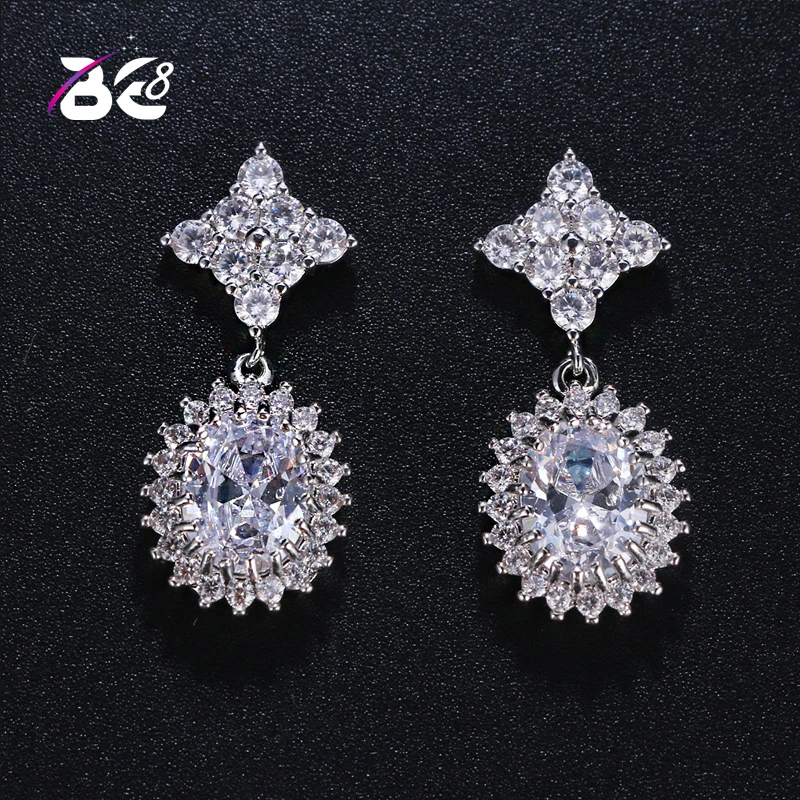

Be 8 Bridal Crystal Wedding Earrings for Brides, Lovely CZ Water Drop Earring Jewelry Earrings E383