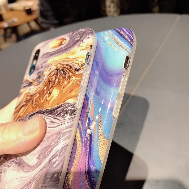 Цветной Художественный окрашенный чехол для телефона iPhone X XS Max XR Чехол под мрамор