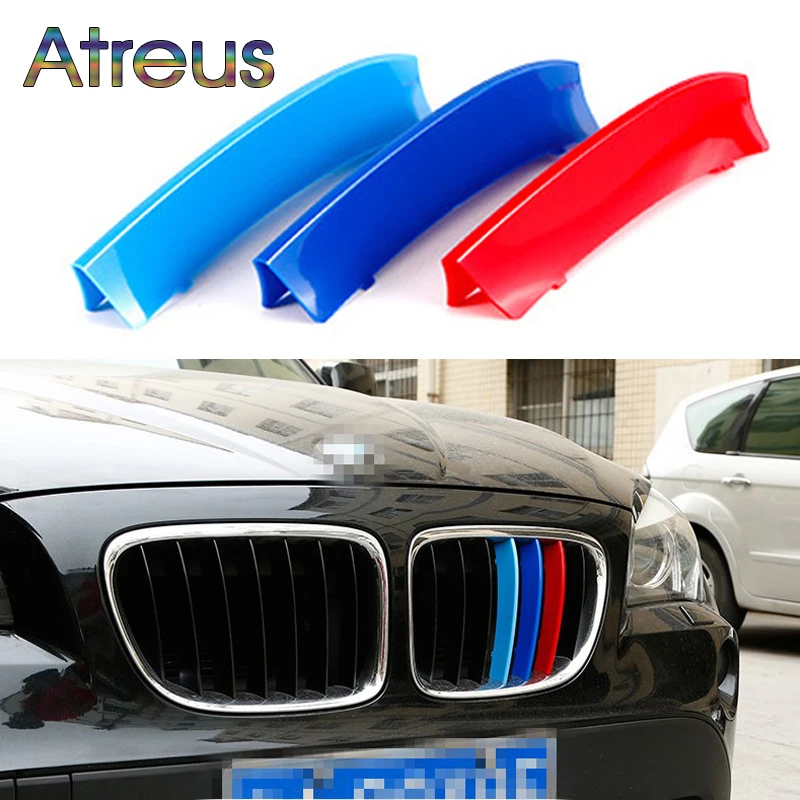 Atreus 3 шт. 3D Автомобильная передняя решетка радиатора отделка спортивные полосы