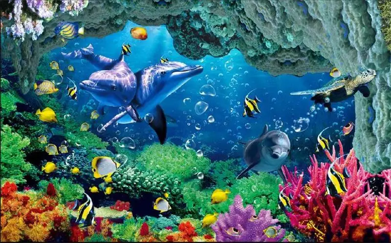 3d обои для комнаты на заказ фрески нетканые настенные стикеры Дельфин подводный