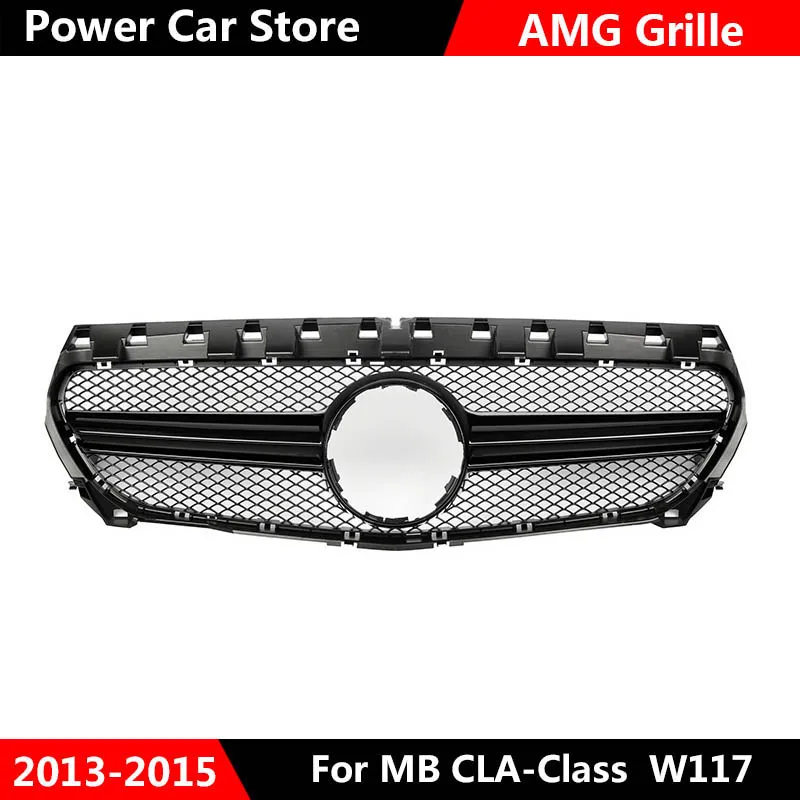 2013-2015 Black Для CLA class W117 CLA200 CLA250 CLA45 AMG стиль серебро/глянцевая черная решетка 2013- перед лицом лица без эмблемы - Цвет: 2013-2015 Black