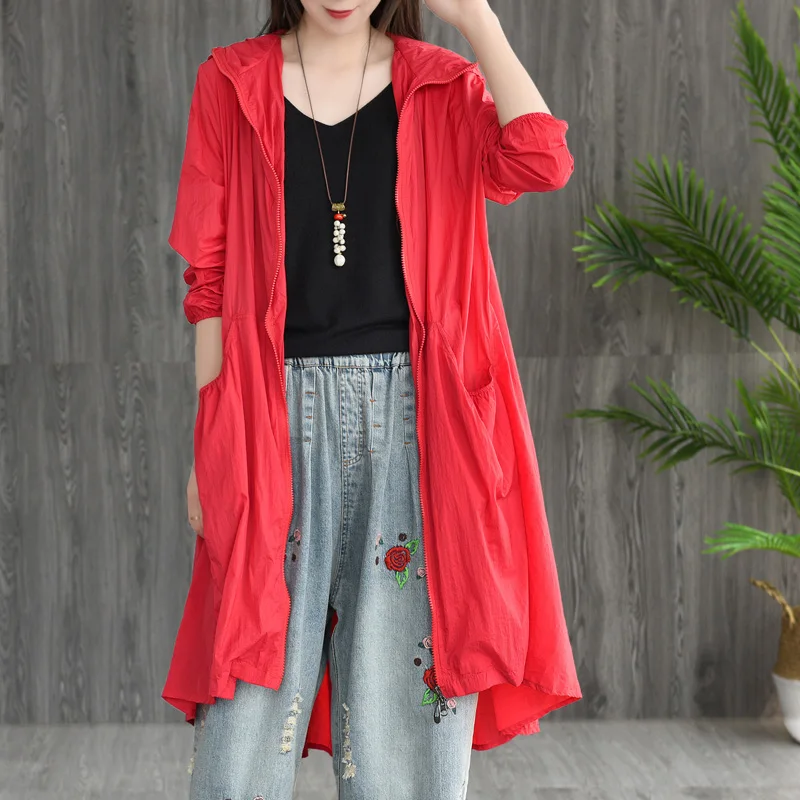 Летнее Женское пальто большого размера свободные Ретро Солнцезащитные куртки