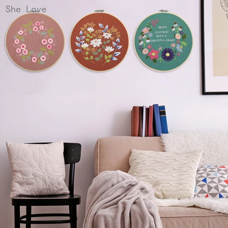 She Love DIY Вышивка лентами для начинающих рукоделие тренировочные наборы вышивка крестиком Цветочная настенная живопись искусство украшение дома