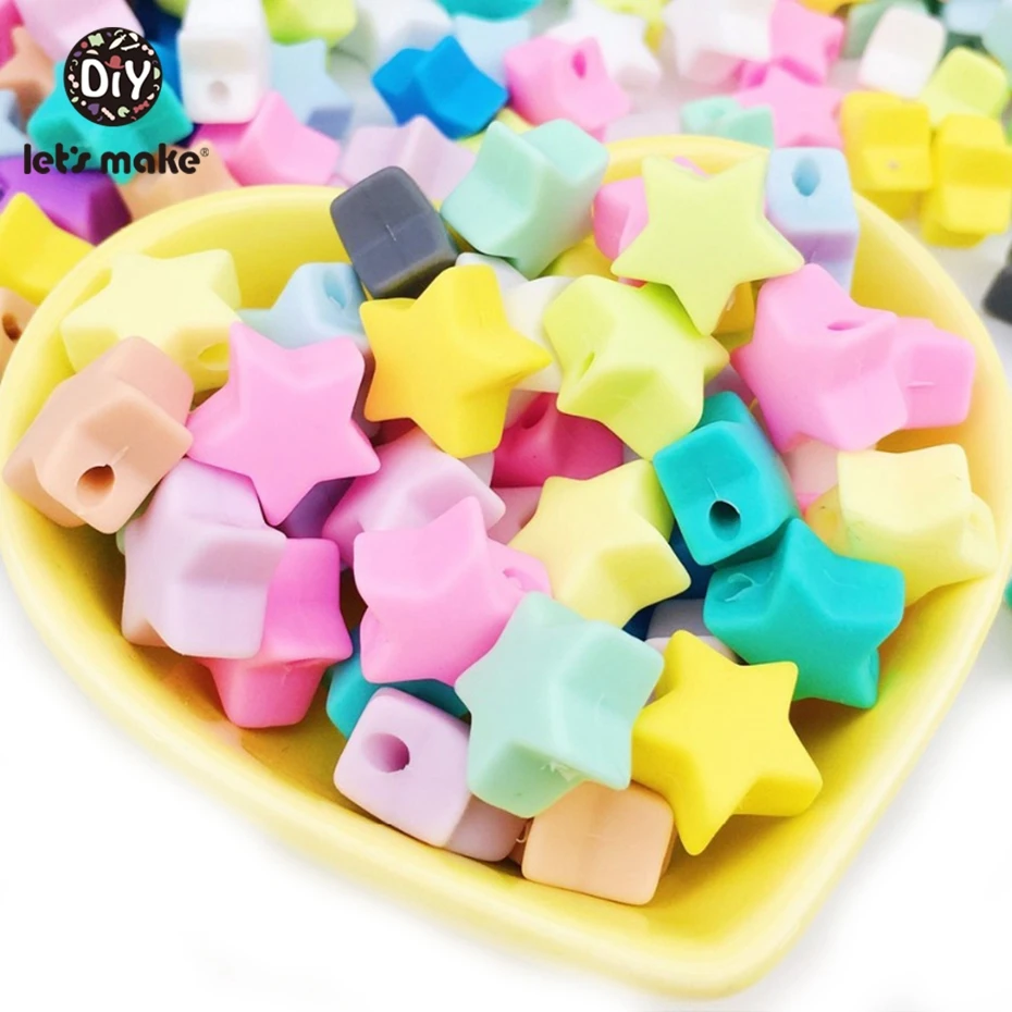 Let's Make-Mini mordedor de silicona para dentici&oacute;n, collar de alimentaci&oacute;n Diy, cadena de chupete, varilla peque&ntilde;a de silicona, 50 Uds.-3