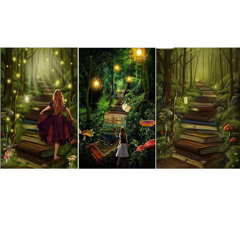 Полная дрель 5D DIY Алмазная картина "книжная дорога" 3D Алмазная вышивка крестиком Мозаика домашний декор