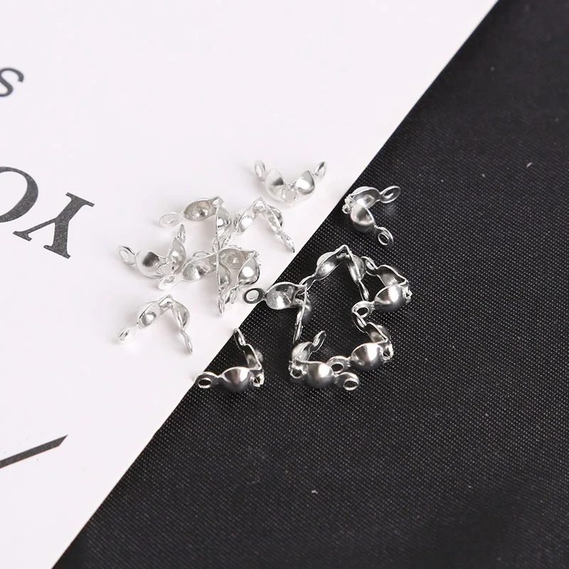 Rhodium 7 мм железо золото серебро латунь 120 шт/партия застежки шнур торцевые колпачки струны складные ОБЖИМНАЯ бусина разъемы для самостоятельного изготовления ювелирных изделий поставки - Цвет: Rhodium