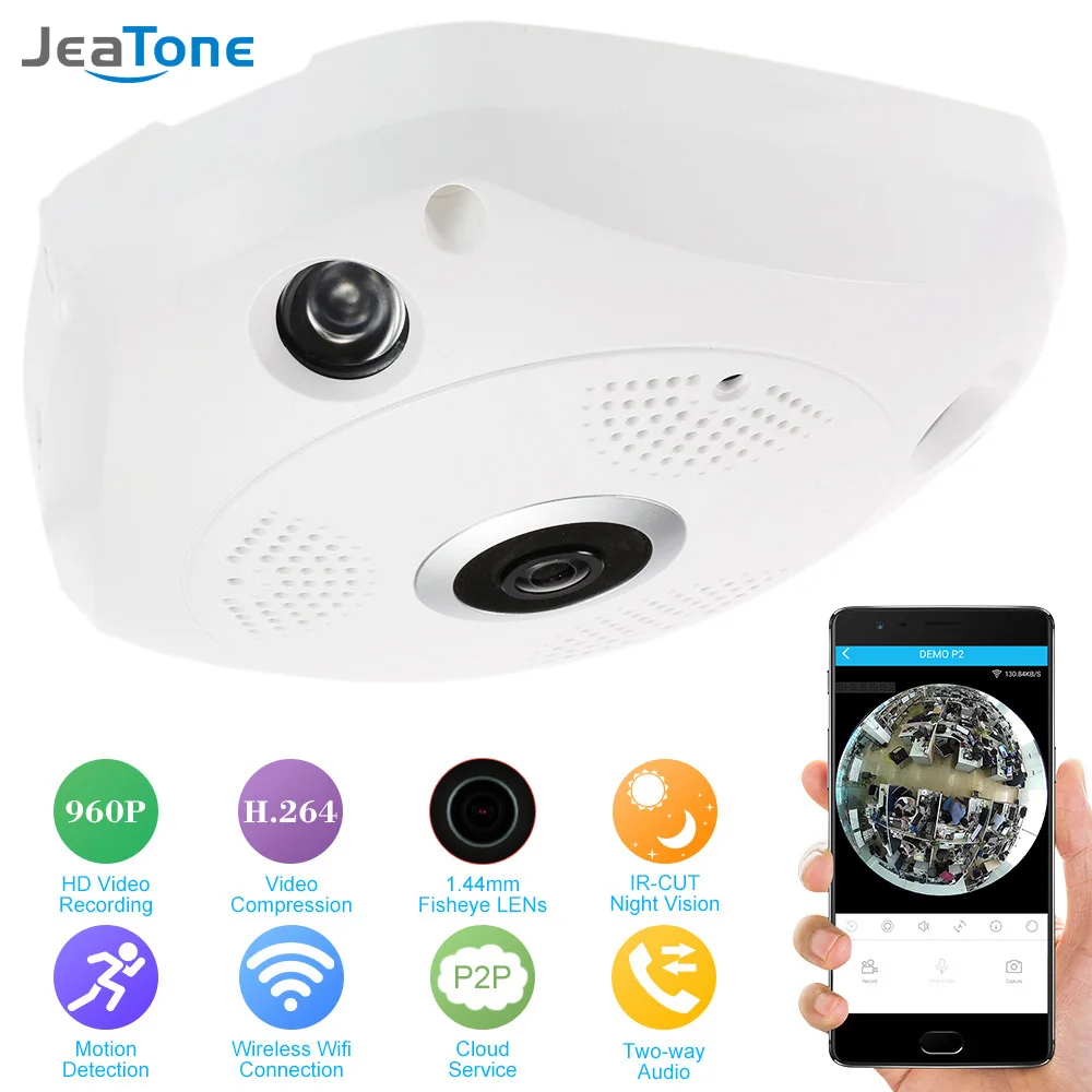 JeaTone Wifi IP камера 360 градусов панорамная 960P HD 1.3MP двухсторонняя аудио рыбий глаз