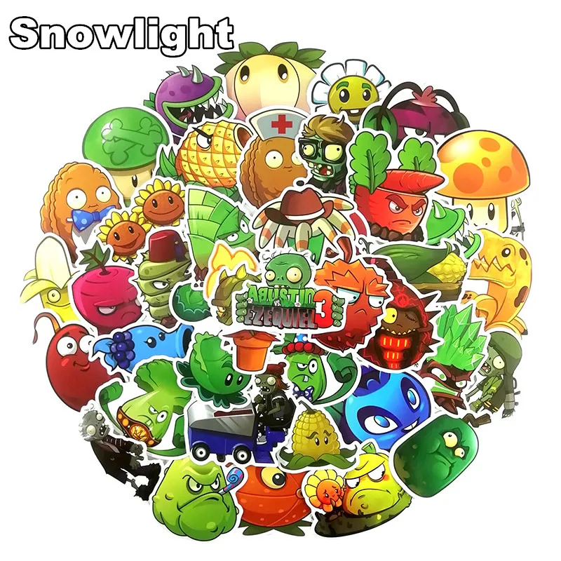 100 шт./компл. с изображением героев «Plants Vs Zombies мультфильм Стикеры s для ноутбука ТВ холодильник велосипедные шлемы ПВХ Водонепроницаемый наклейка игрушка Стикеры для детей