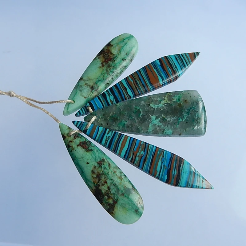 

Natural Stone 5pcs Rianbow Jasper Chrysocolla combination Pendant Beads 49x10x4mm 38x11x5mm 16.2g Trendy Jewelry Birthday Gift