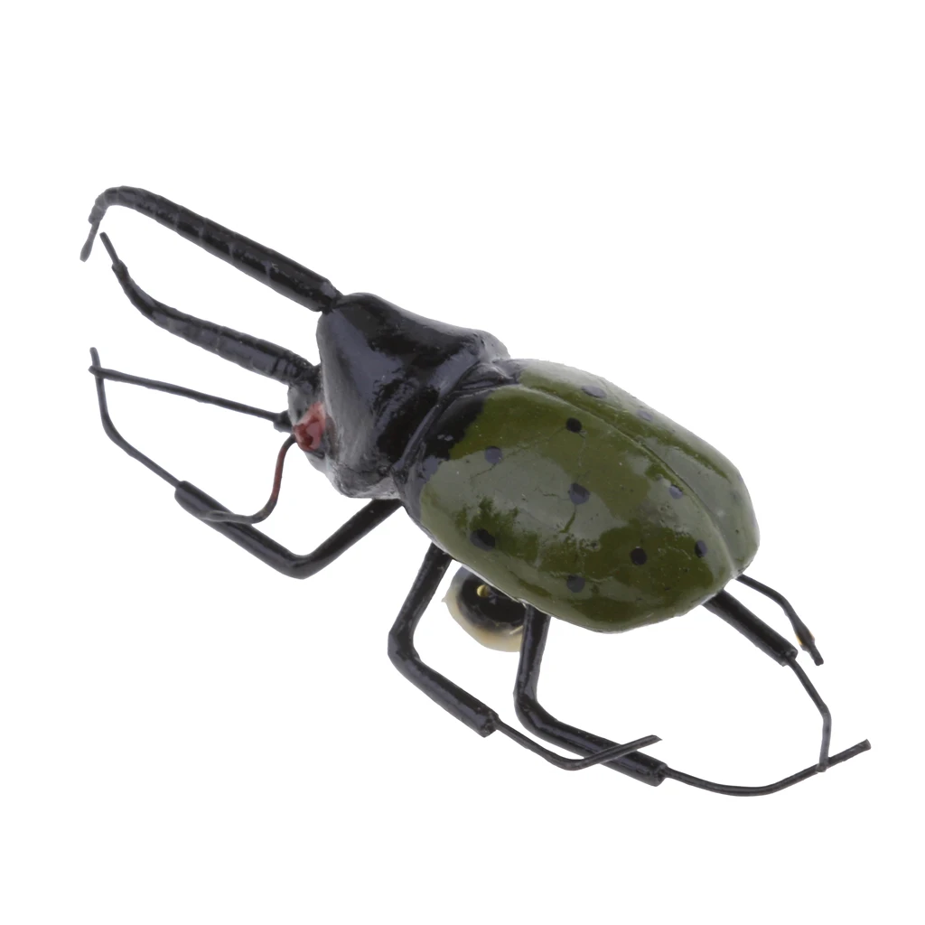 Unicorn Beetle Ловля нахлыстом, 1 шт., Шмель, пчела, кузнечик, жук, сухие мухи, Реалистичная приманка, насекомое, для приманки, набор для украшения дома и сада - Цвет: Unicorn Beetle