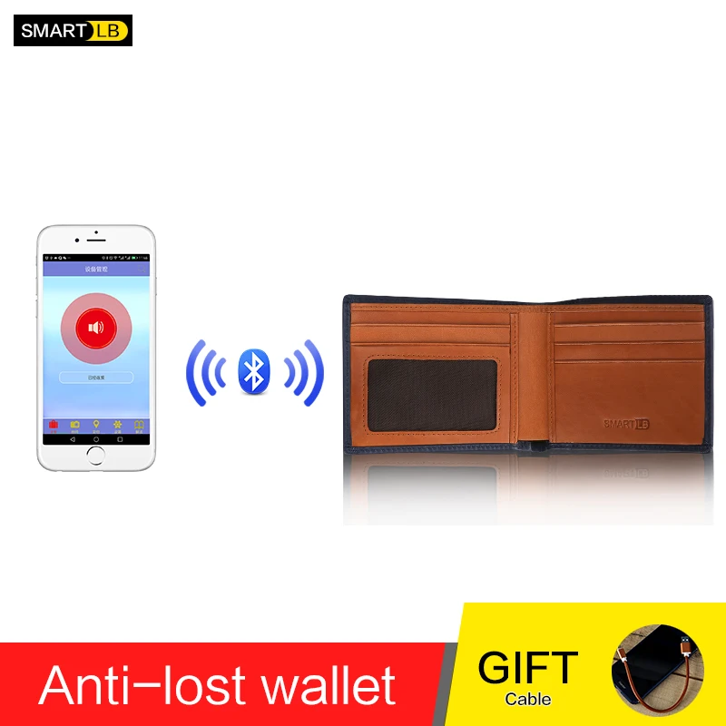 Мужской кошелек из натуральной кожи с Bluetooth и GPS новинка 2019|Мужские кошельки| |