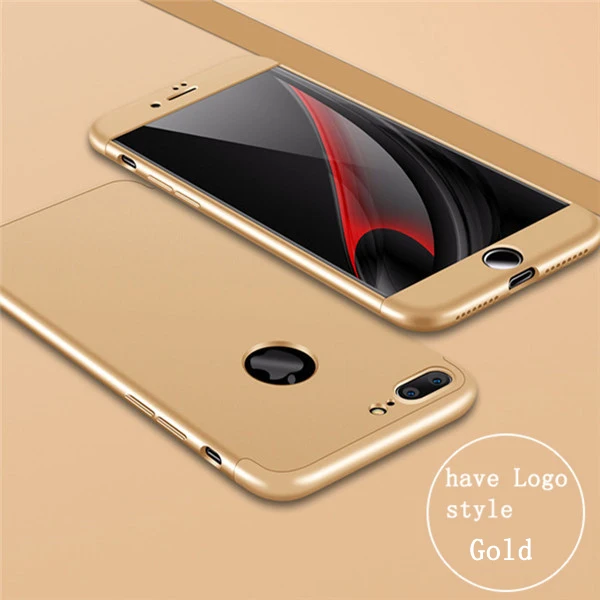 360 градусов Защита полное покрытие матовый чехол для iPhone 6 6s 7 Plus чехол для Apple Phone 7 8 8 Plus 5 5S X чехол для телефона - Цвет: have Logo Gold