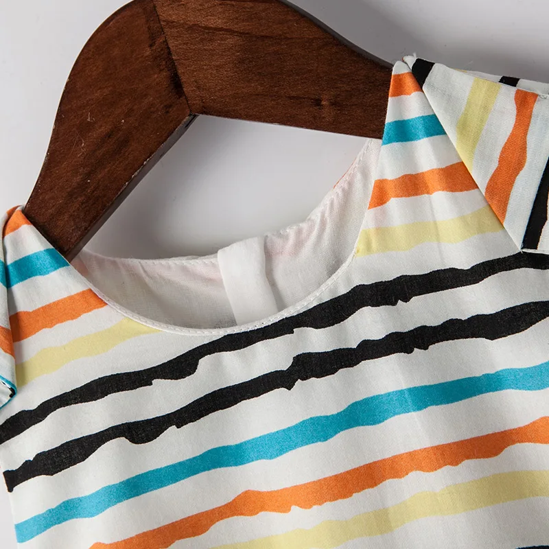 В полоску для девочек вечерние платье новая детская одежда Летнее принцессы