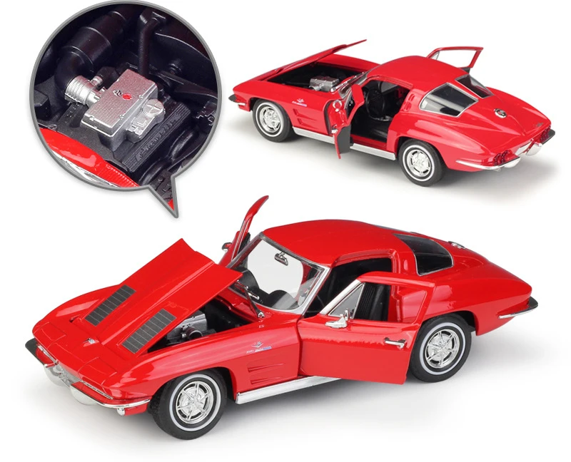 WELLY 1:24 макет машины 1963 Chevrolet Corvette литая под давлением игрушка автомобиль