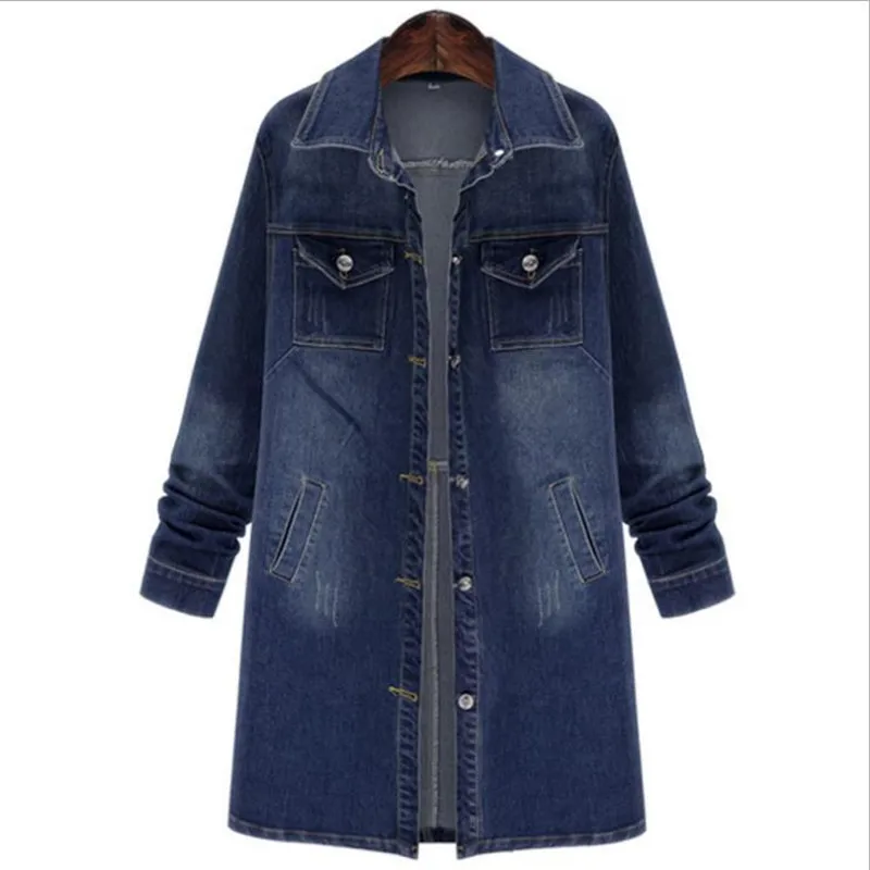 

Plus Size 5XL Women Denim Jackets New 2019 Spring Autumn Fashion Women Coats Long Loose Jeans Jacket Female Casual Outwear CM106