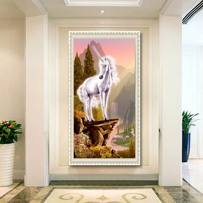 DIY Алмазная Вышивка Животных Единорог крестом мозаика картина рукоделие узор