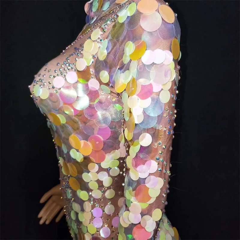 Боди с большими блестками сексуальный комбинезон кристаллами для вечеринки
