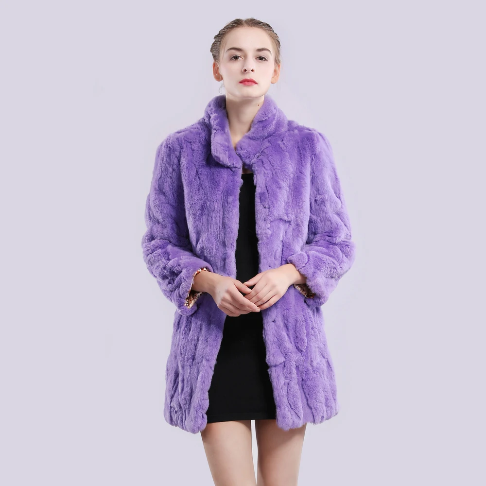 Женская Шуба из натурального меха кролика Рекс пальто 2020 Осень-зима 100% | одежда