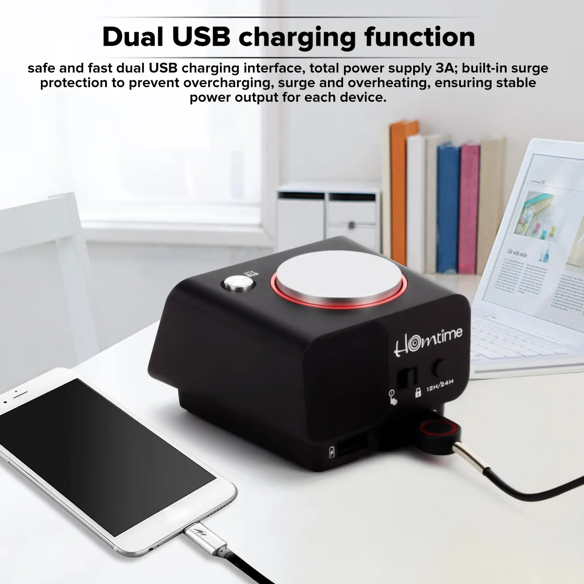 AUGIENB перезаряжаемый цифровой будильник+ двойной usb порт зарядки для мобильных телефонов зарядное устройство с регулируемой яркостью Функция резервного копирования