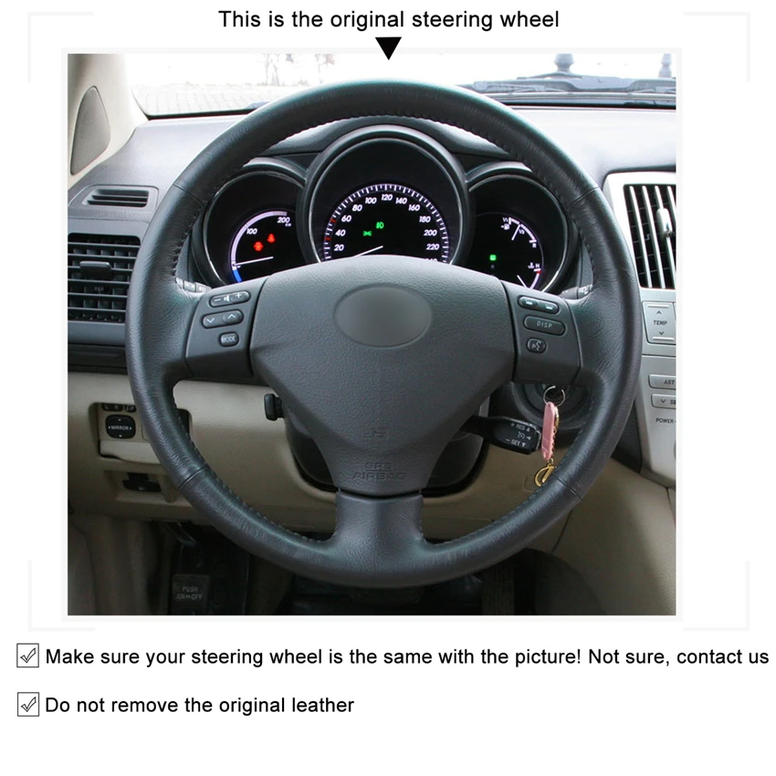 Черный чехол на руль из искусственной кожи для Lexus RX330 RX400h RX400 2004-2007 Toyota Corolla Verso 2006 Camry 2004-2006