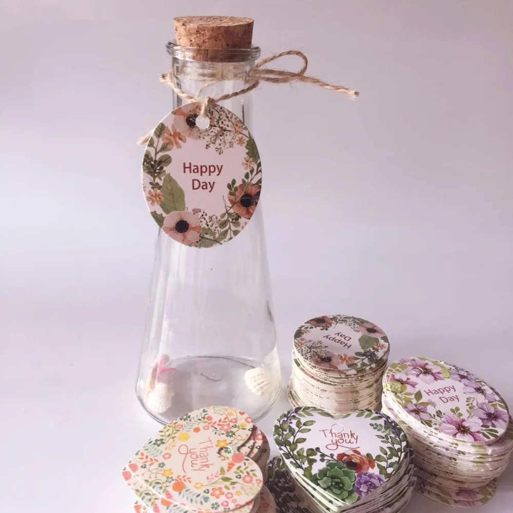 Подарочная бирка с надписью Thank You/Happy day 50 шт.|Украшения своими руками для