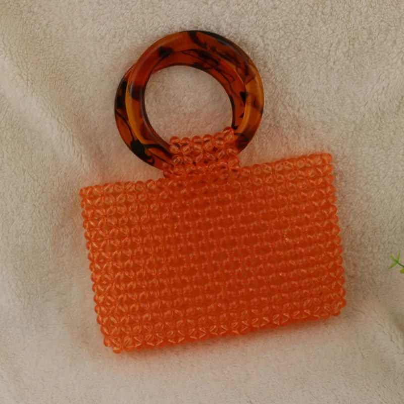 Портативная круглая акриловая полированная сумка высокого качества с бусинами