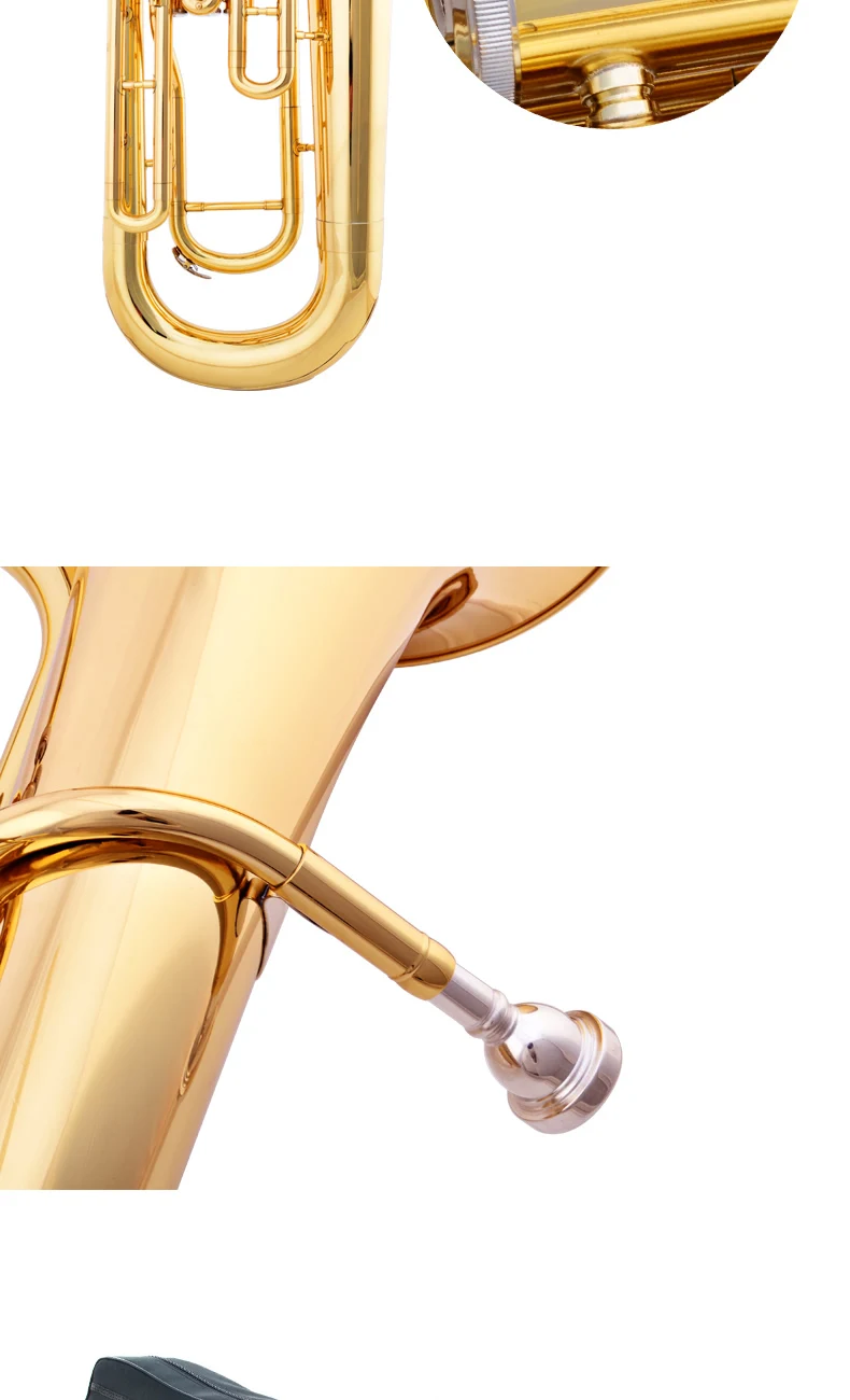 JAZZOR JZEU-300 Профессиональный euphonium B плоский золотой лак латунный духовой инструмент с мундштуком и чехол
