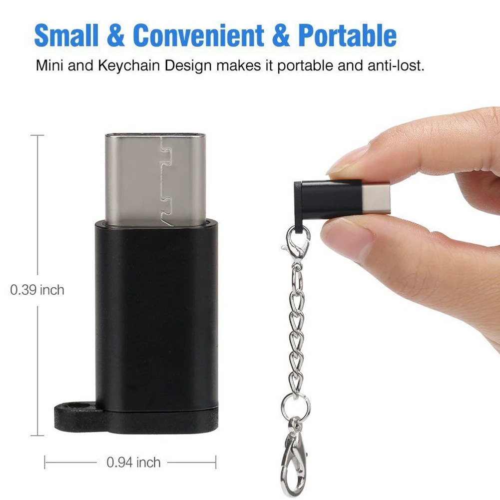 Портативный Micro USB к тип-c анти-потеря Быстрая зарядка с брелок алюминиевый сплав синхронизации данных адаптер для samsung S8