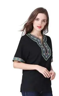 

Xinjiang Muslim Restaurant Ethnic Style Short Sleeve T-shirt Unisex Workwear Summer Embroidered Shirt Couple Pure Cotton Shirt