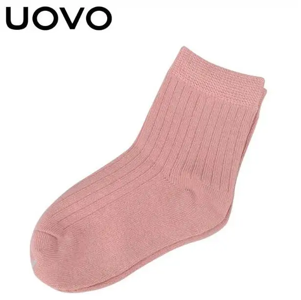 Pink UOVO/5 пара/лот, детские носки хлопковые носки на осень и зиму однотонные универсальные детские гетры на возраст от 6 до 12 лет - Цвет: Pink