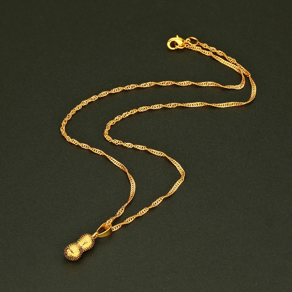 CHENGXUN Goldern Peanut Pendant Necklace Women Jewelry Men Kids Children Birth Day Decoration Accessories Choker | Украшения и