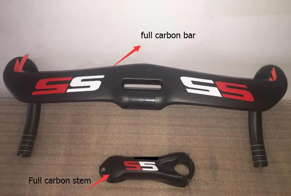 s5 bar stem red blac S5 карбоновые рамы для велосипеда, шоссейный руль и стержень, аэро дорожный руль, углеродный дорожный руль UD матовый глянцевый черный красный белый - Цвет: s5 bar stem red blac