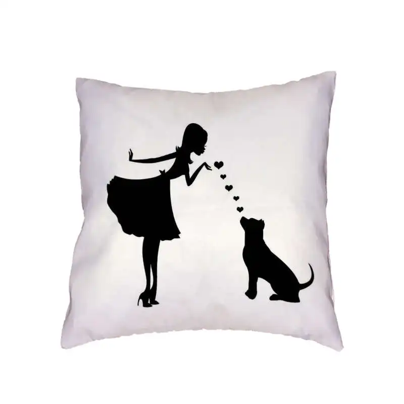 Черно-белый Стильный Простой чехол для подушки с рисунком животных Doberman